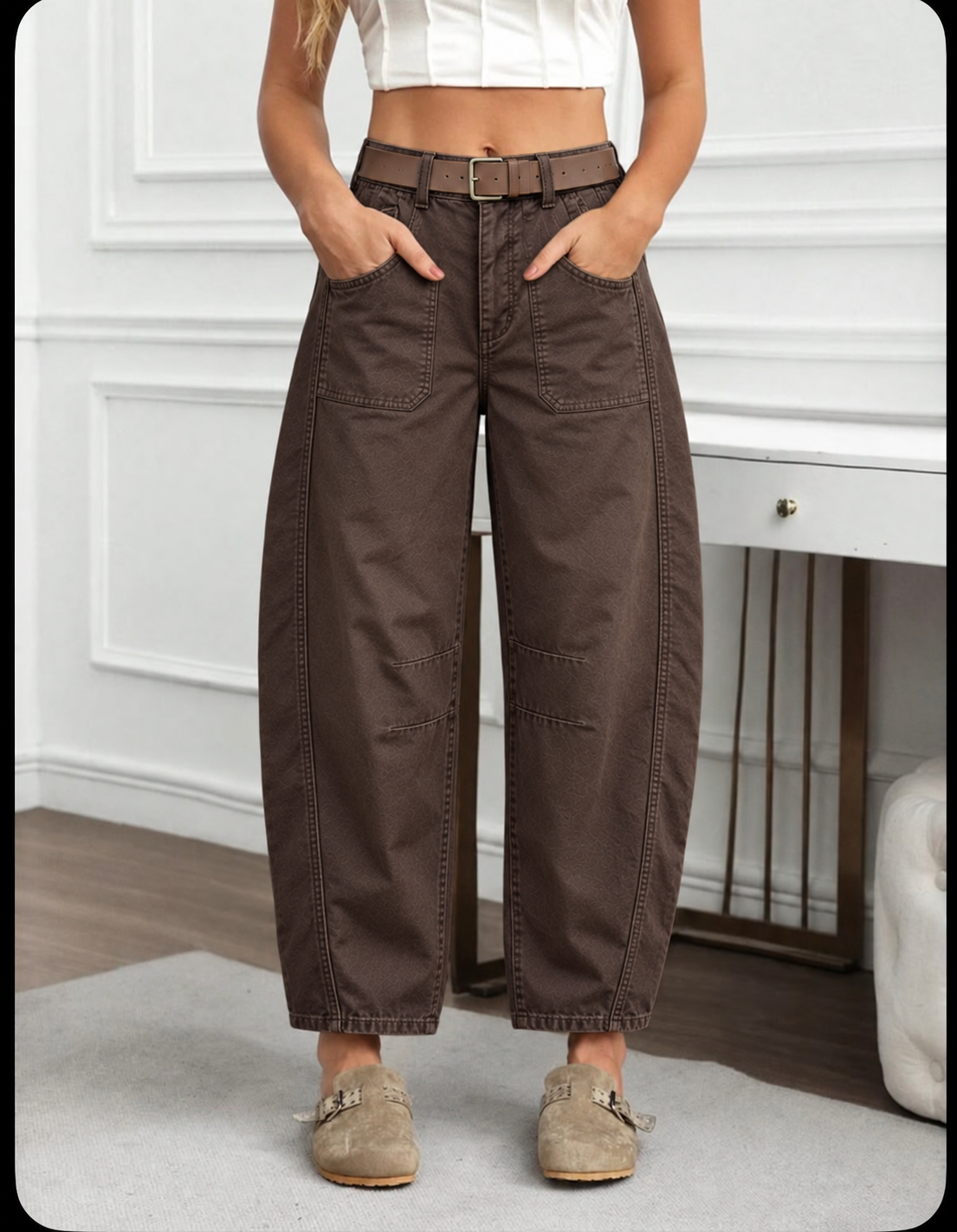 Pantalon MILA barrel ceinturé