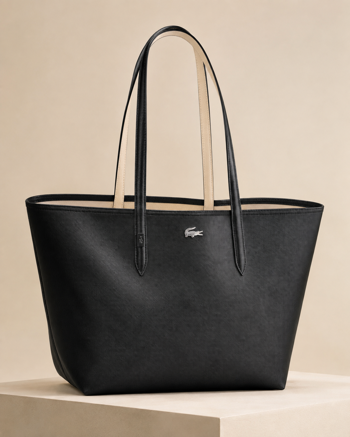 Sac shopper réversible Lacoste – Noir/Krema