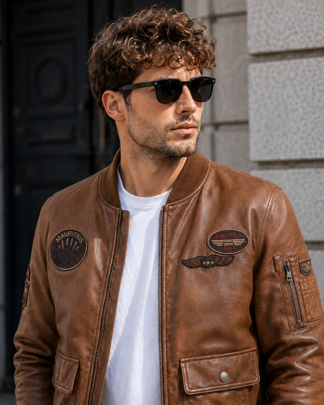 Veste en cuir FLIGHT CONTROL Mauritius