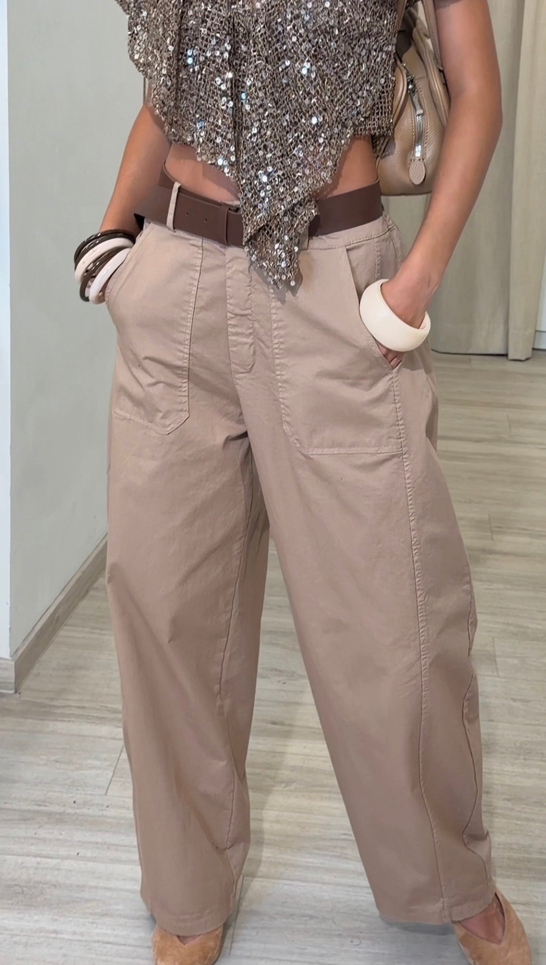 Pantalon MILA barrel ceinturé