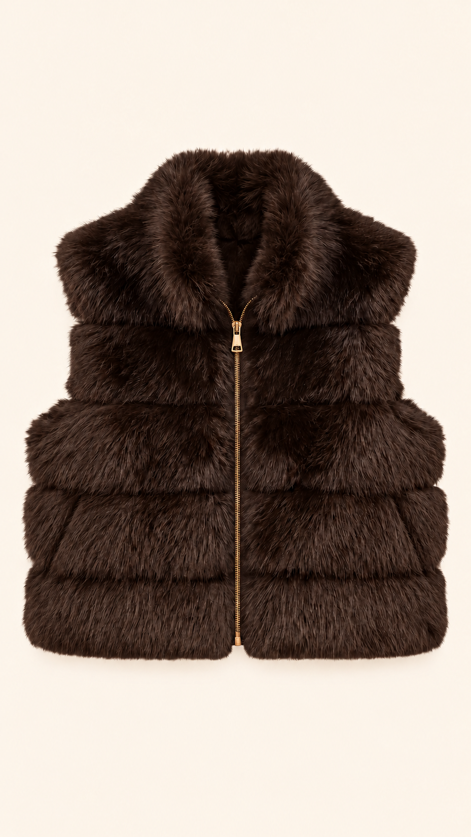 Gilet en fausse fourrure chocolat zippé