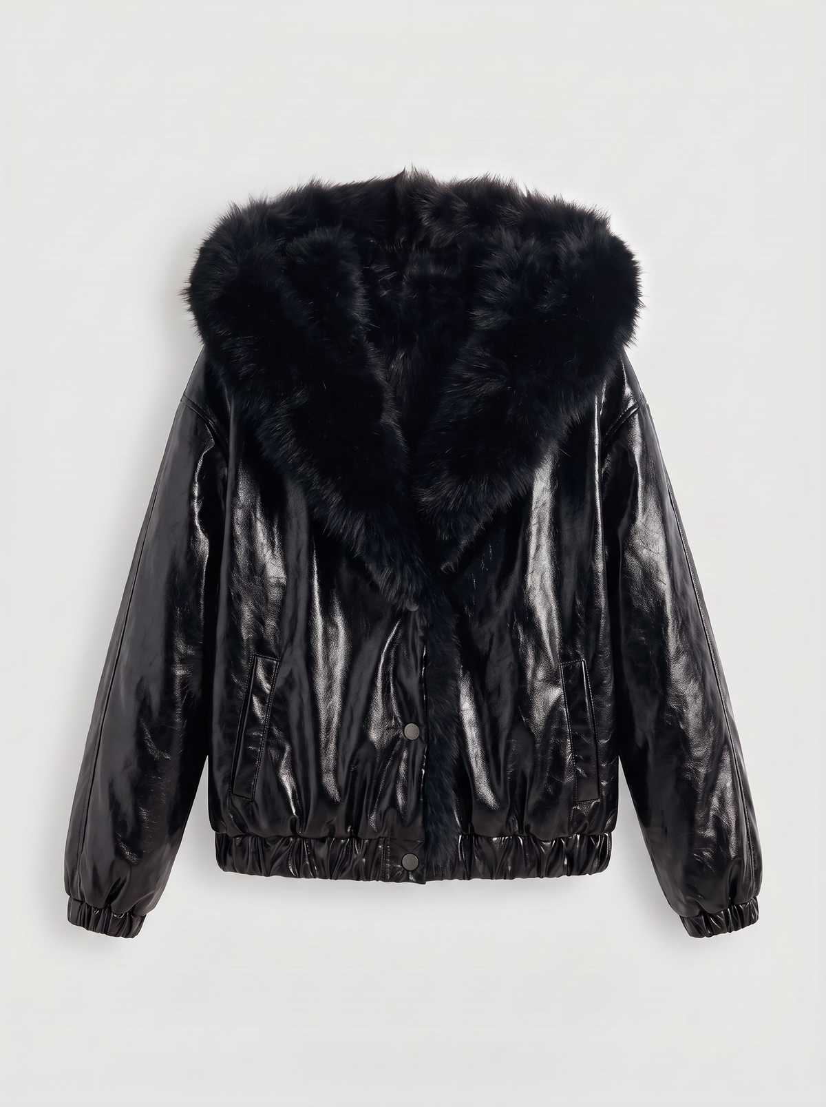 Veste bomber brillante à col enveloppant