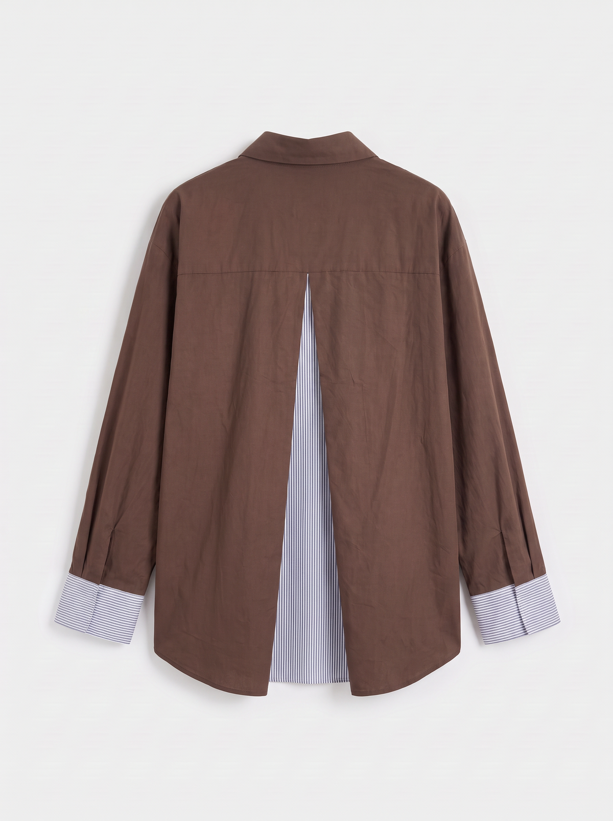 Chemise oversize chocolat à détails rayés
