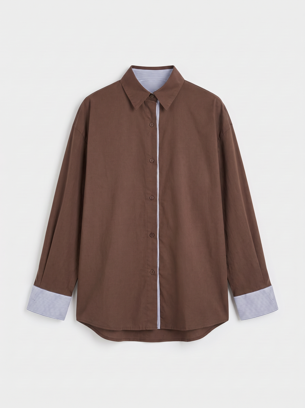 Chemise oversize chocolat à détails rayés