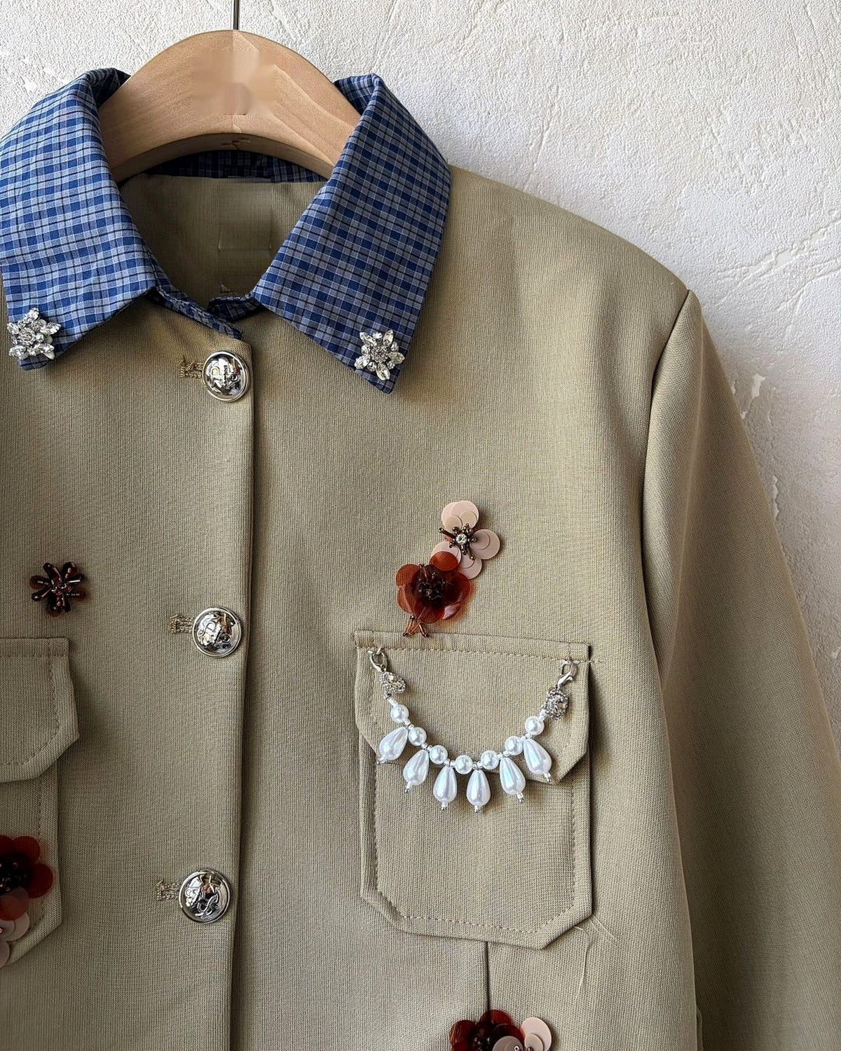 Veste ELVIRA bijoux et col carreaux – JM22880