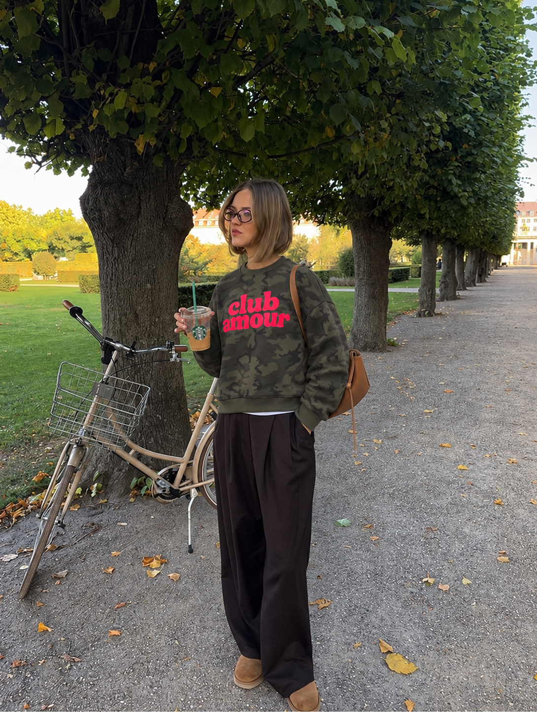Sweat CLUB AMOUR camouflage imprimé rose – E-690384-41
