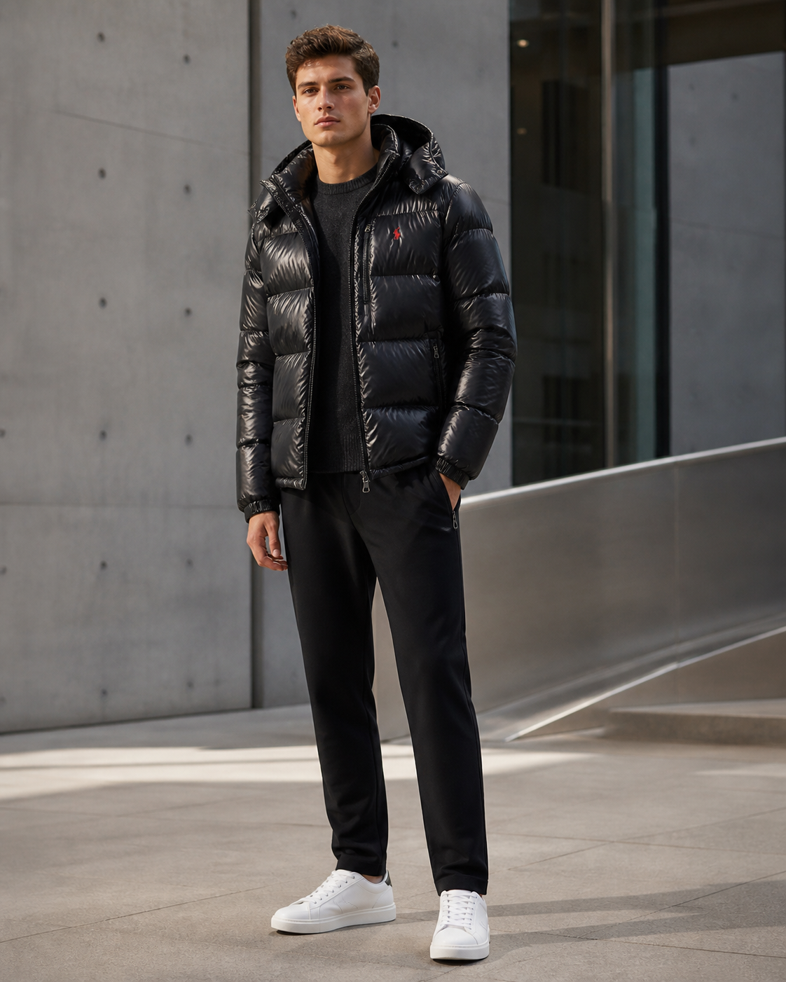 Doudoune GIOR Polo Ralph Lauren noire portée – look urbain homme