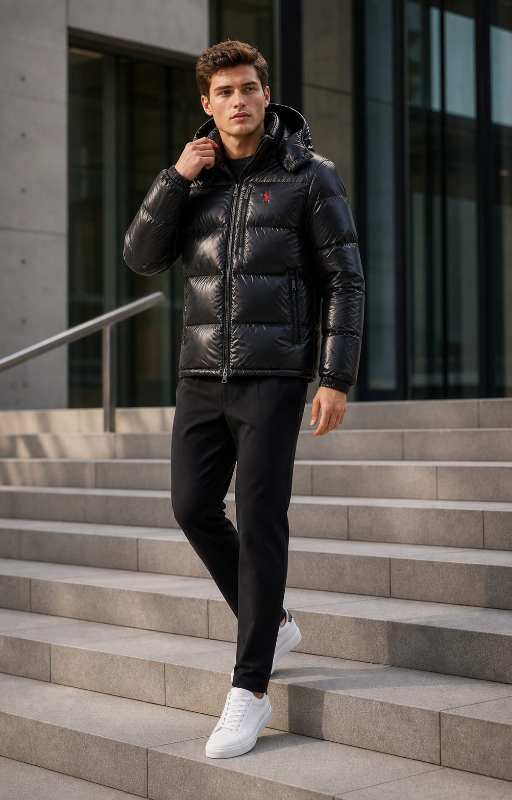 Doudoune GIOR Polo Ralph Lauren noire portée – style sport urbain