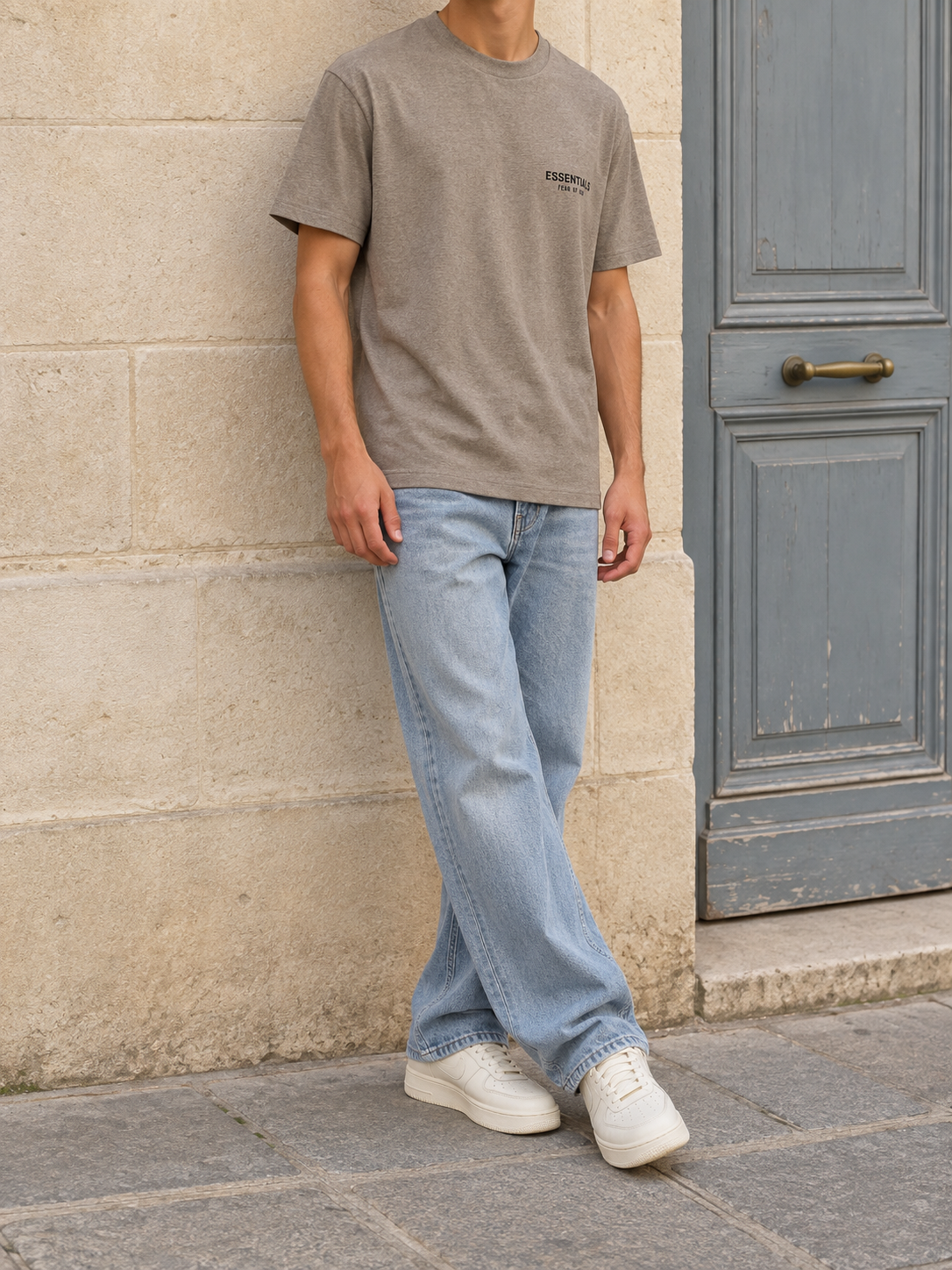 T-shirt Fear of God Essentials Classic Fit – Gris chiné — vue de face