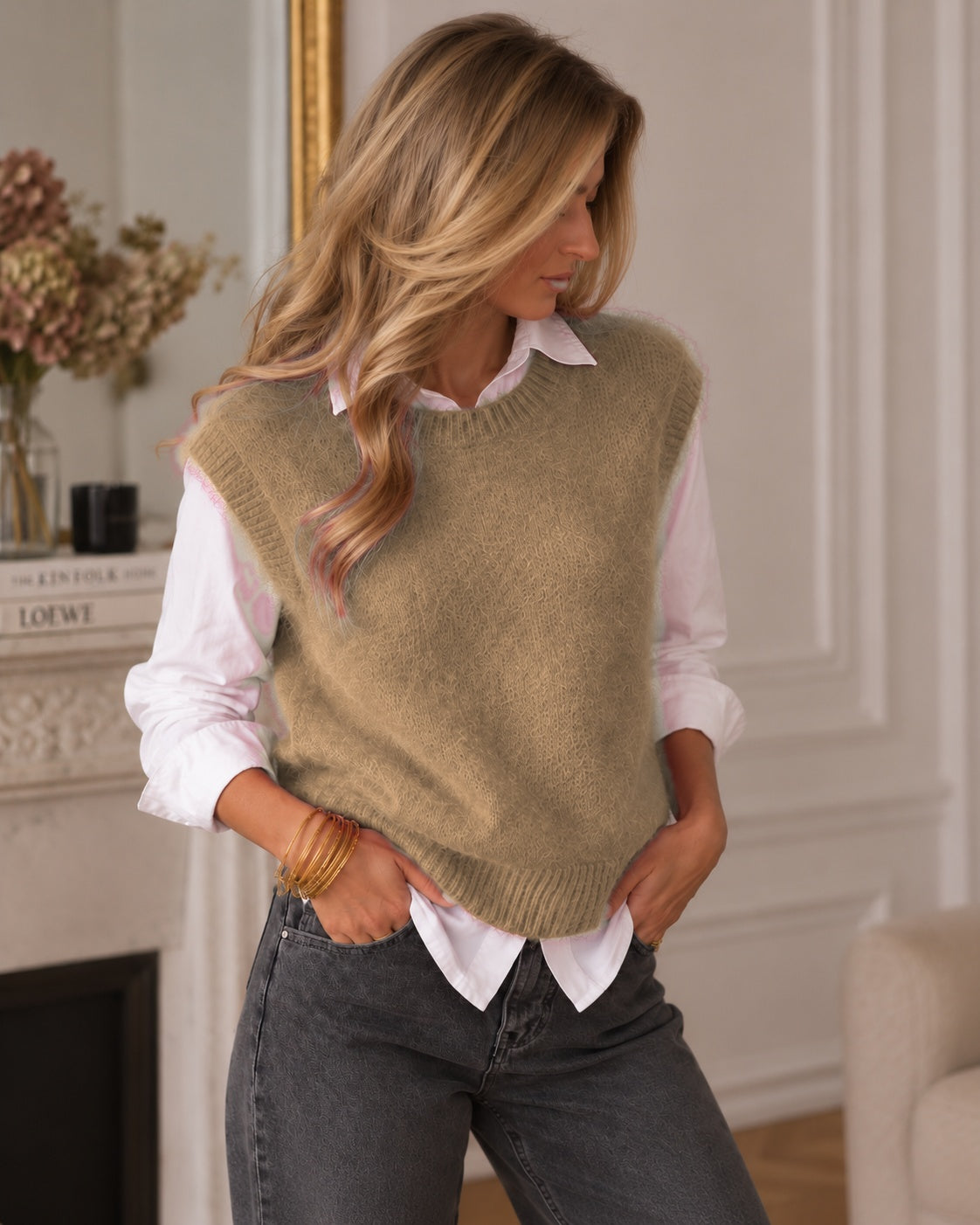 Pull MAHÉ Mohair camel porté