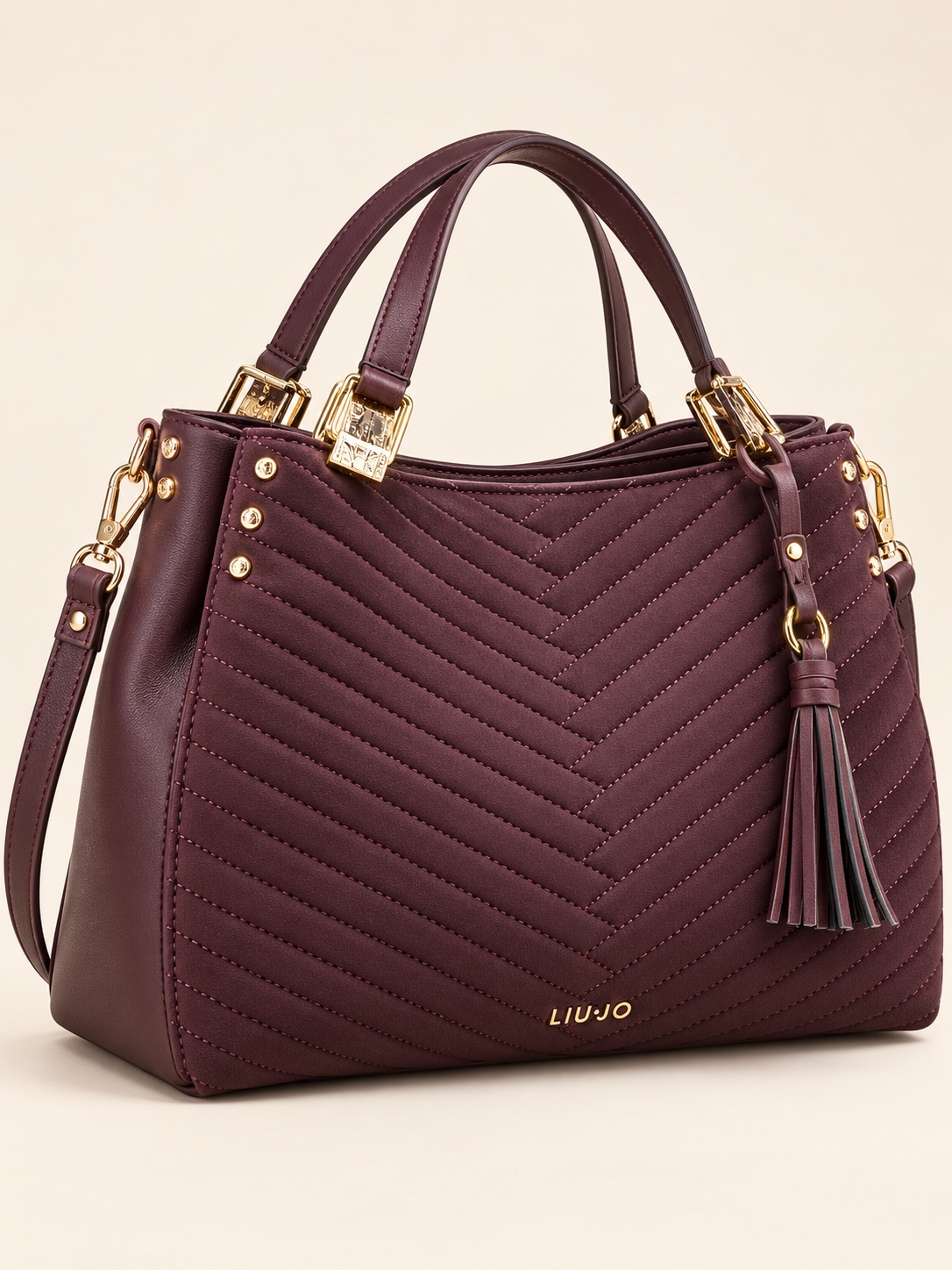 Sac Cirry medium Liu Jo rouge aubergine – vue trois-quarts