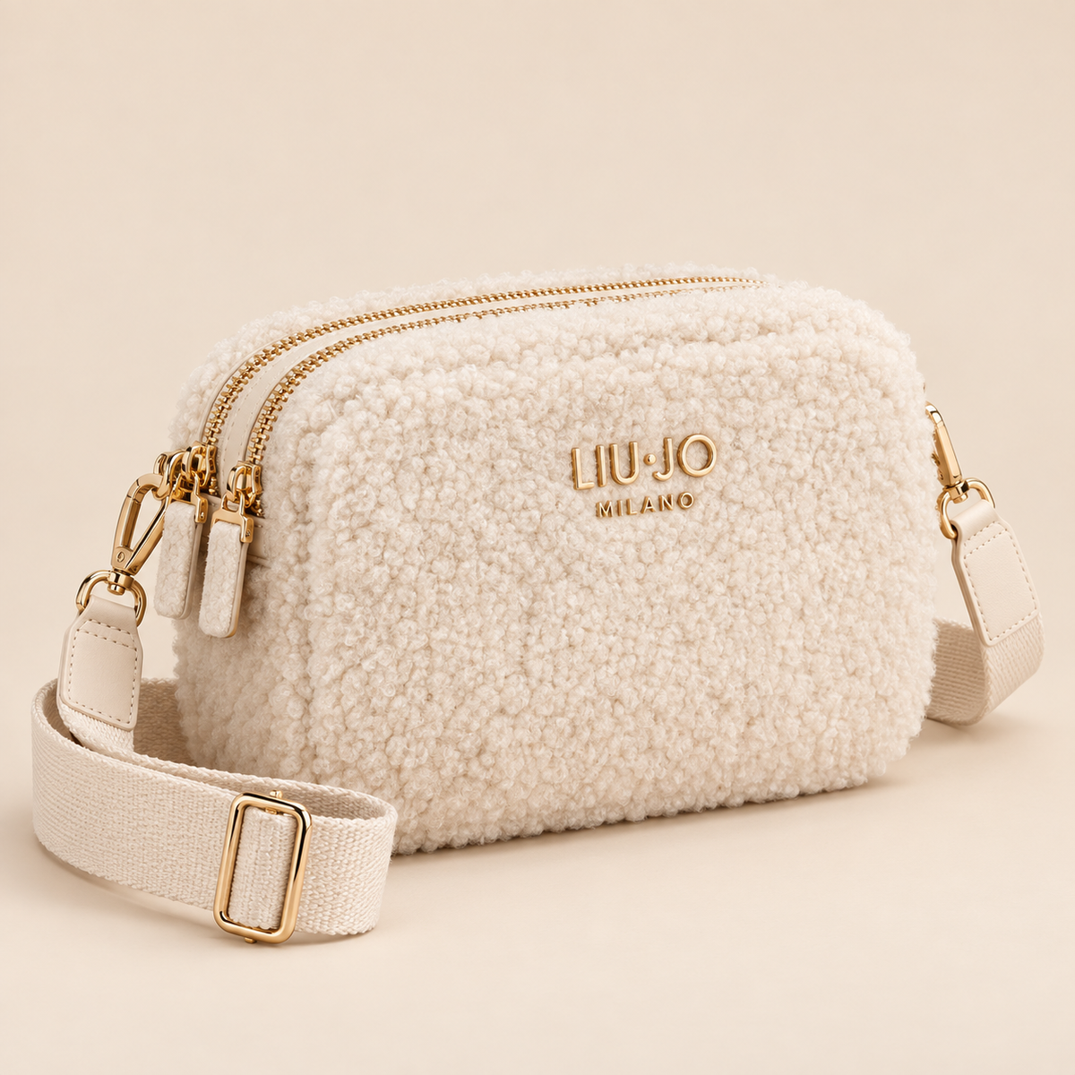 Sac Ridhi camera case crème Liu Jo – détails des doubles zips
