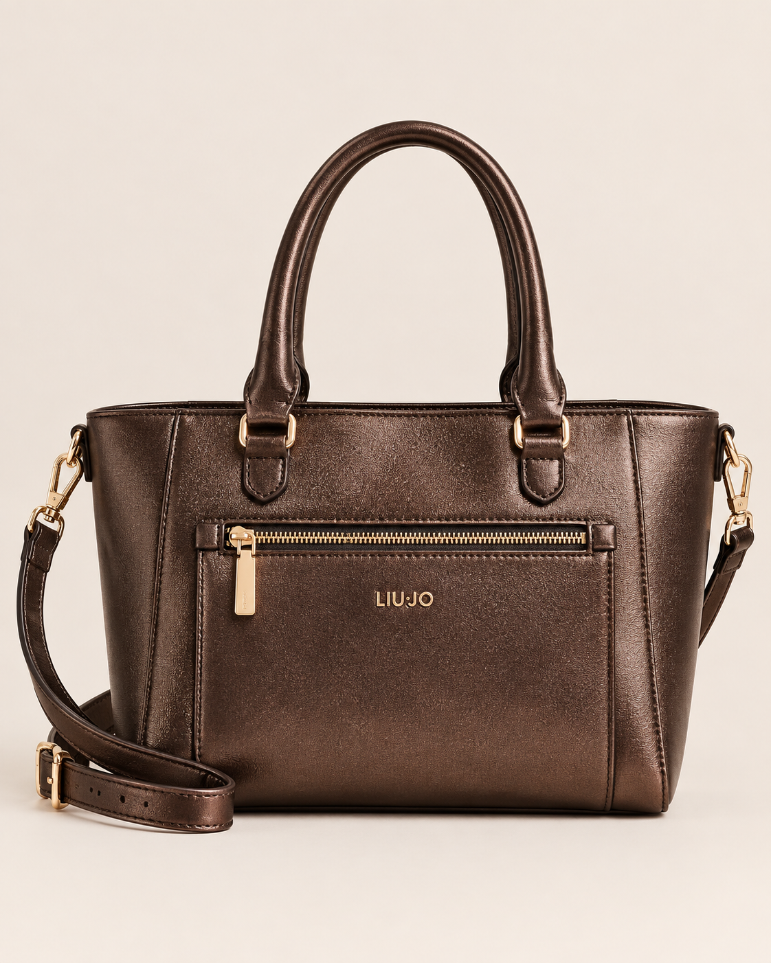 Sac Ridhi tote medium Liu Jo brun métallisé – vue de face