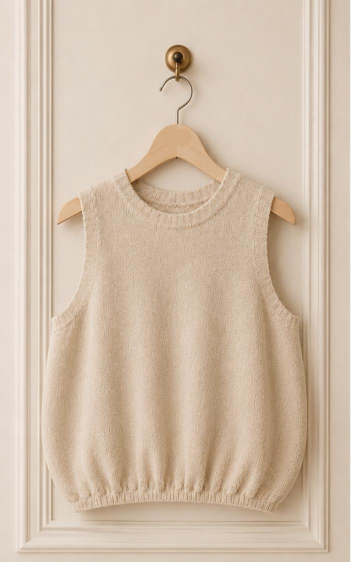 Top AMAYA en maille beige vue de face