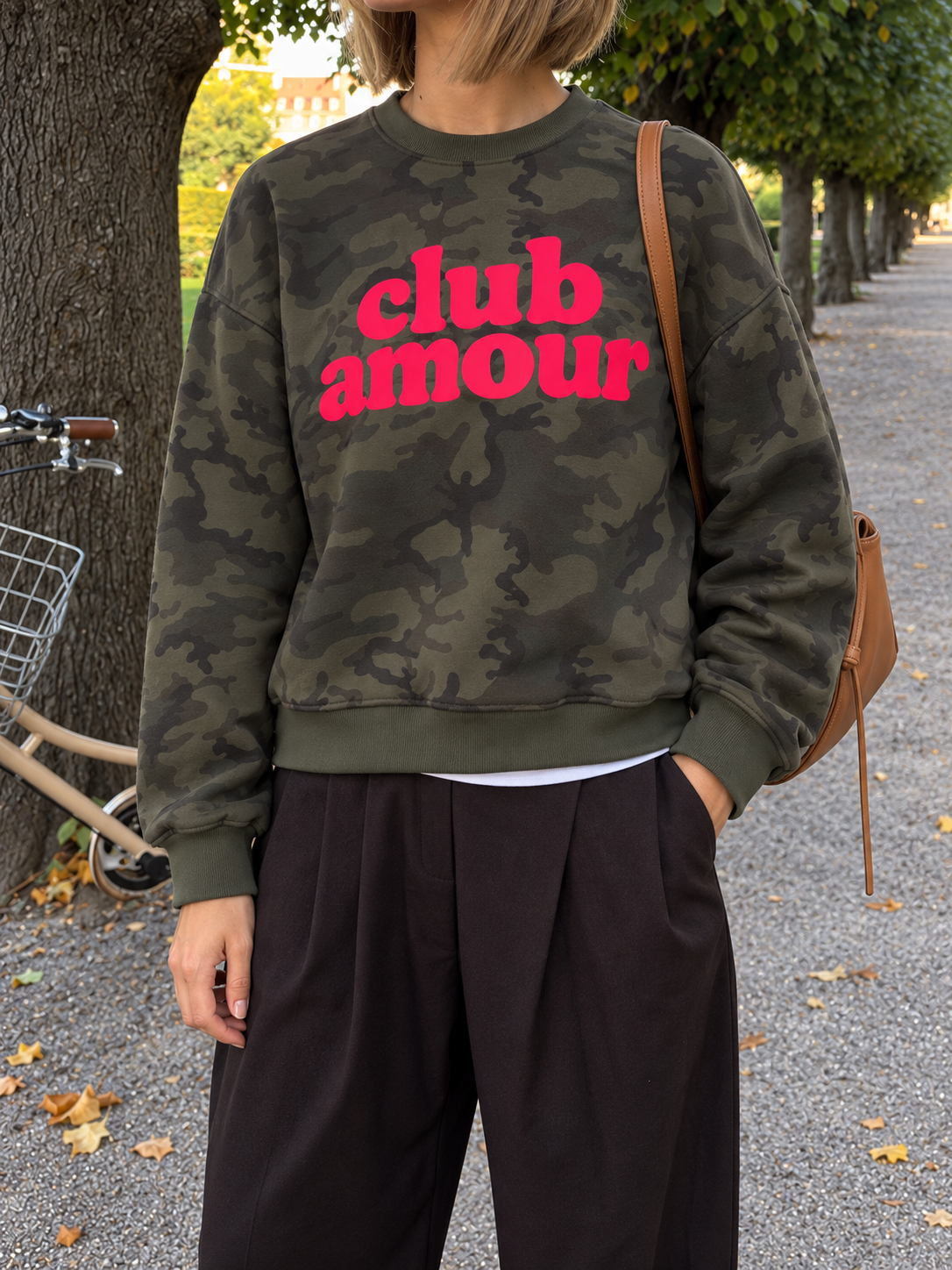 Sweat CLUB AMOUR camouflage imprimé rose – E-690384-41