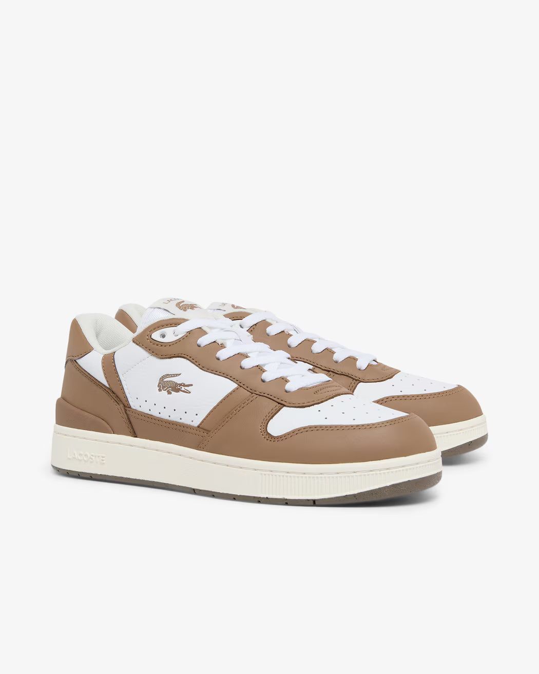 Sneakers Lacoste T-Clip Set en cuir – Blanc & marron