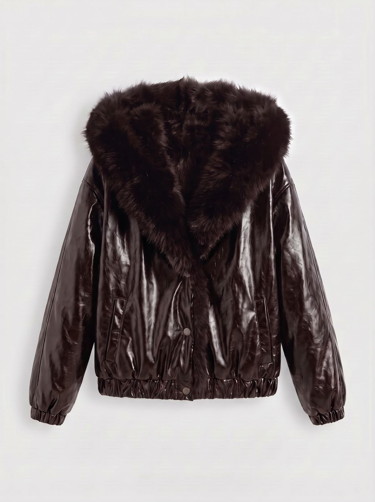 Veste bomber brillante à col enveloppant