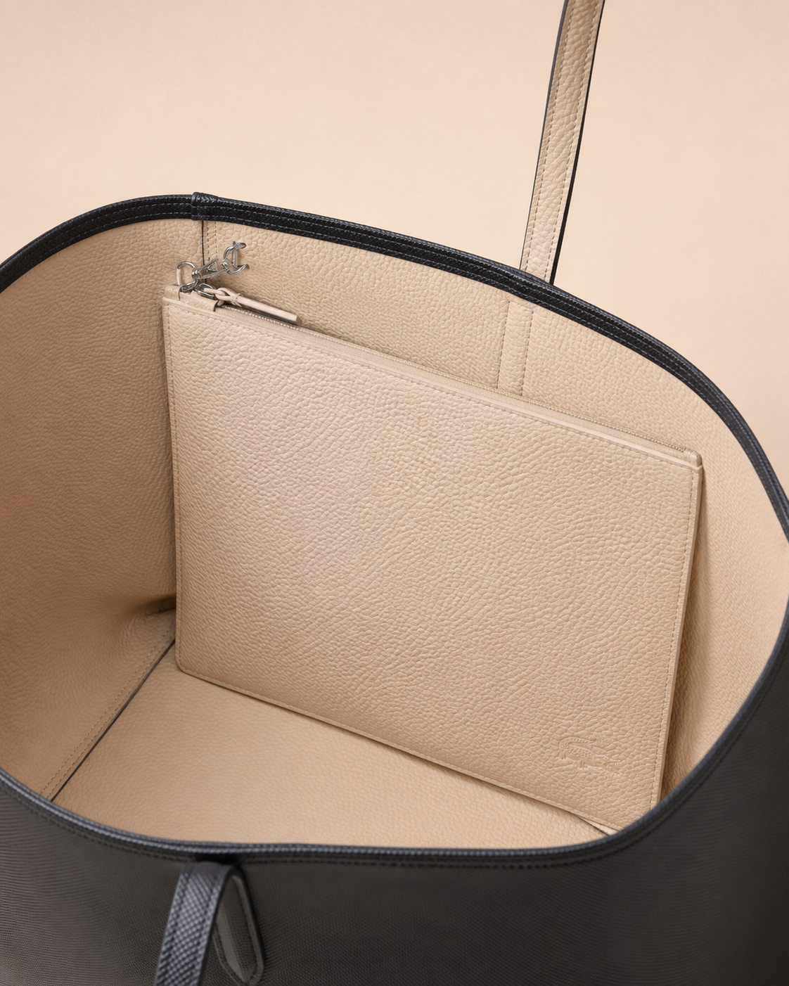 Sac shopper réversible Lacoste – Noir/Krema