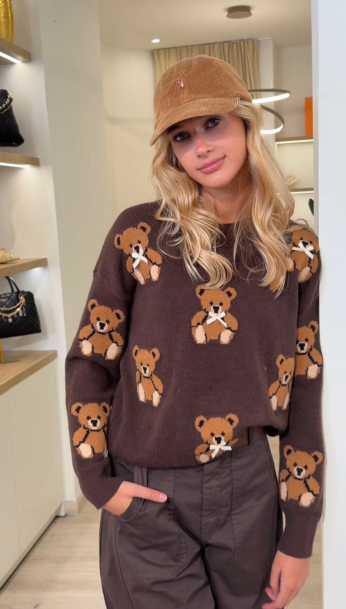 Pull BRUNELLE motif oursons à nœuds – AM1576