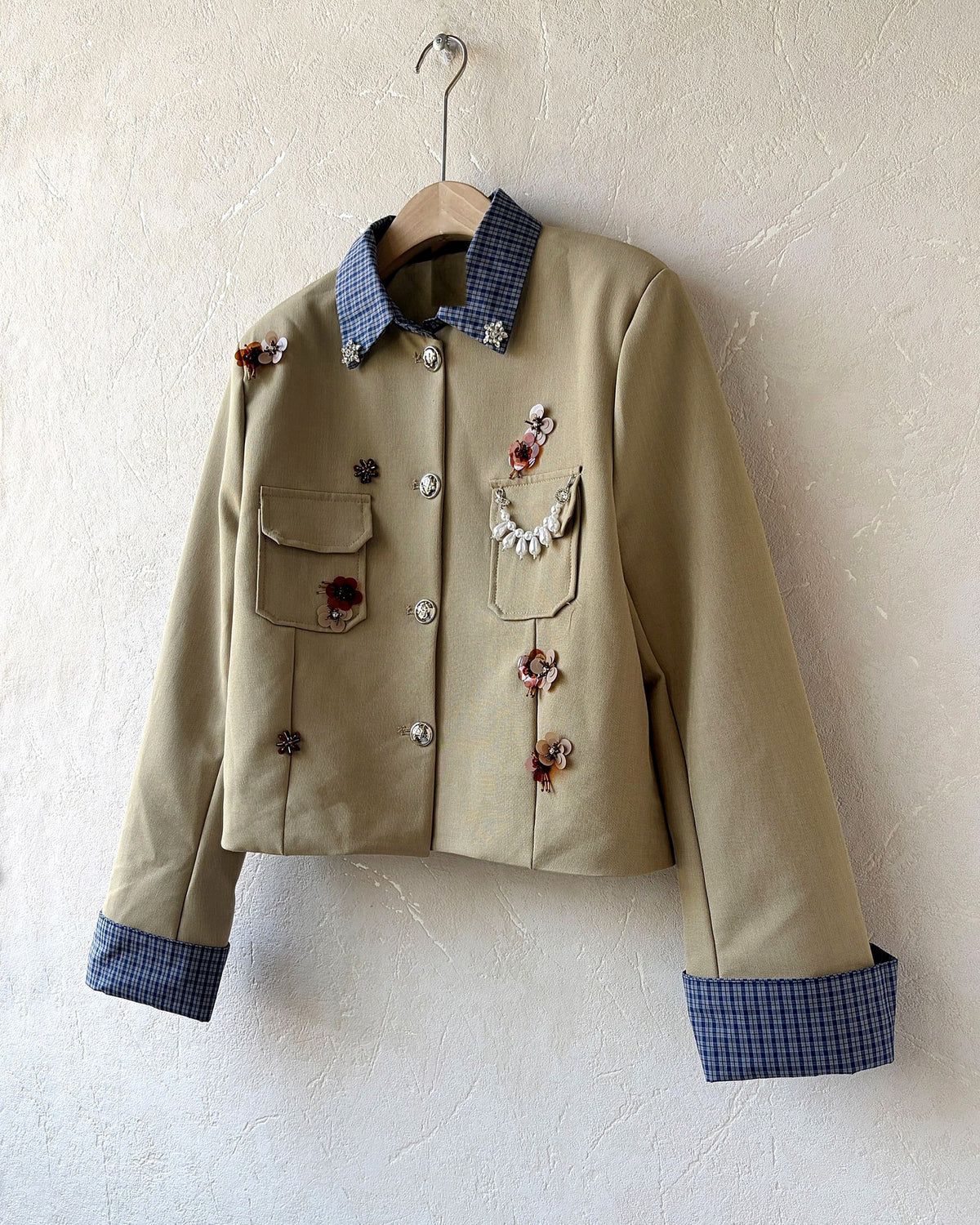 Veste ELVIRA bijoux et col carreaux – JM22880