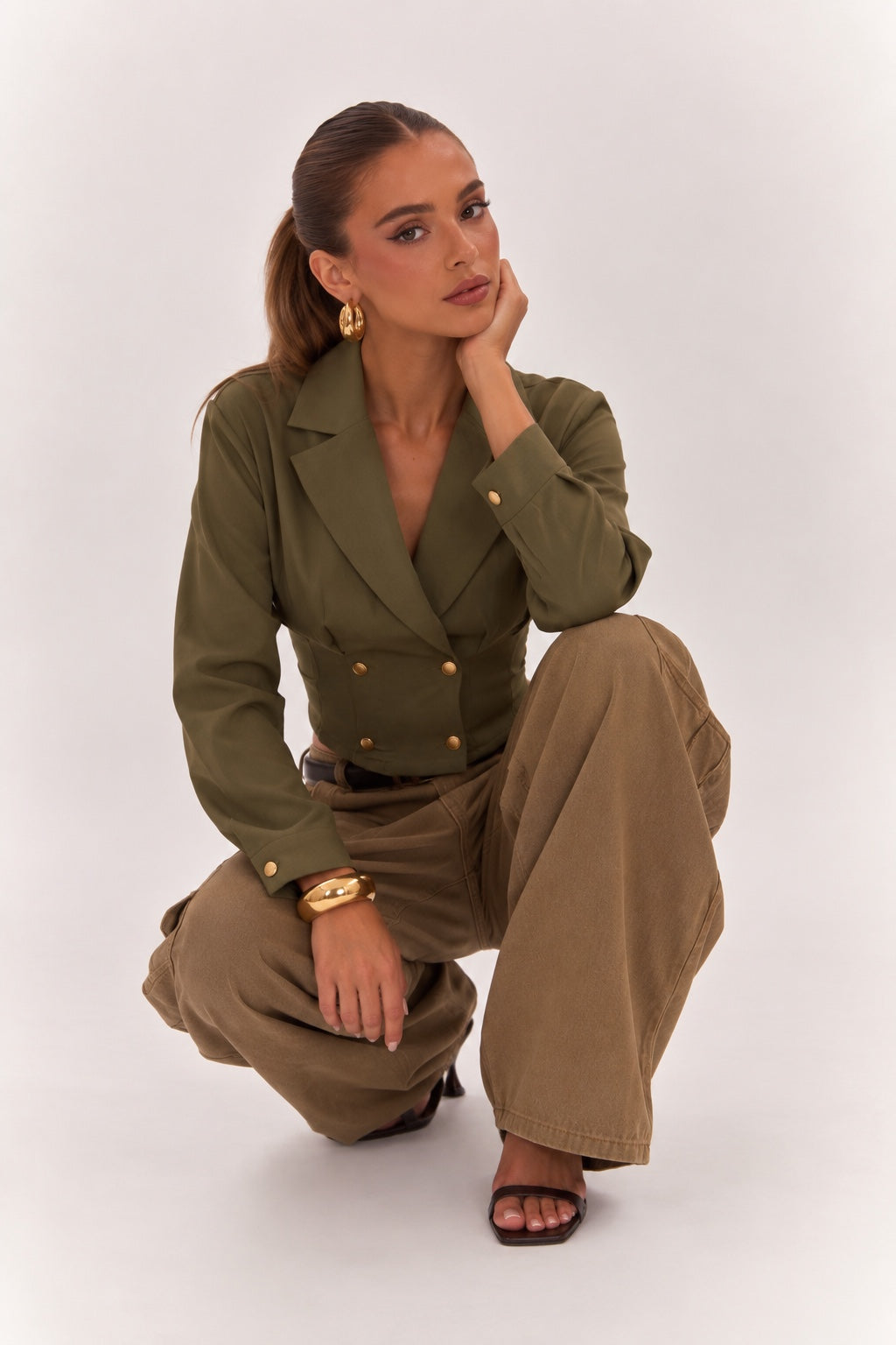 Veste Jade kaki, vue portée rapprochée