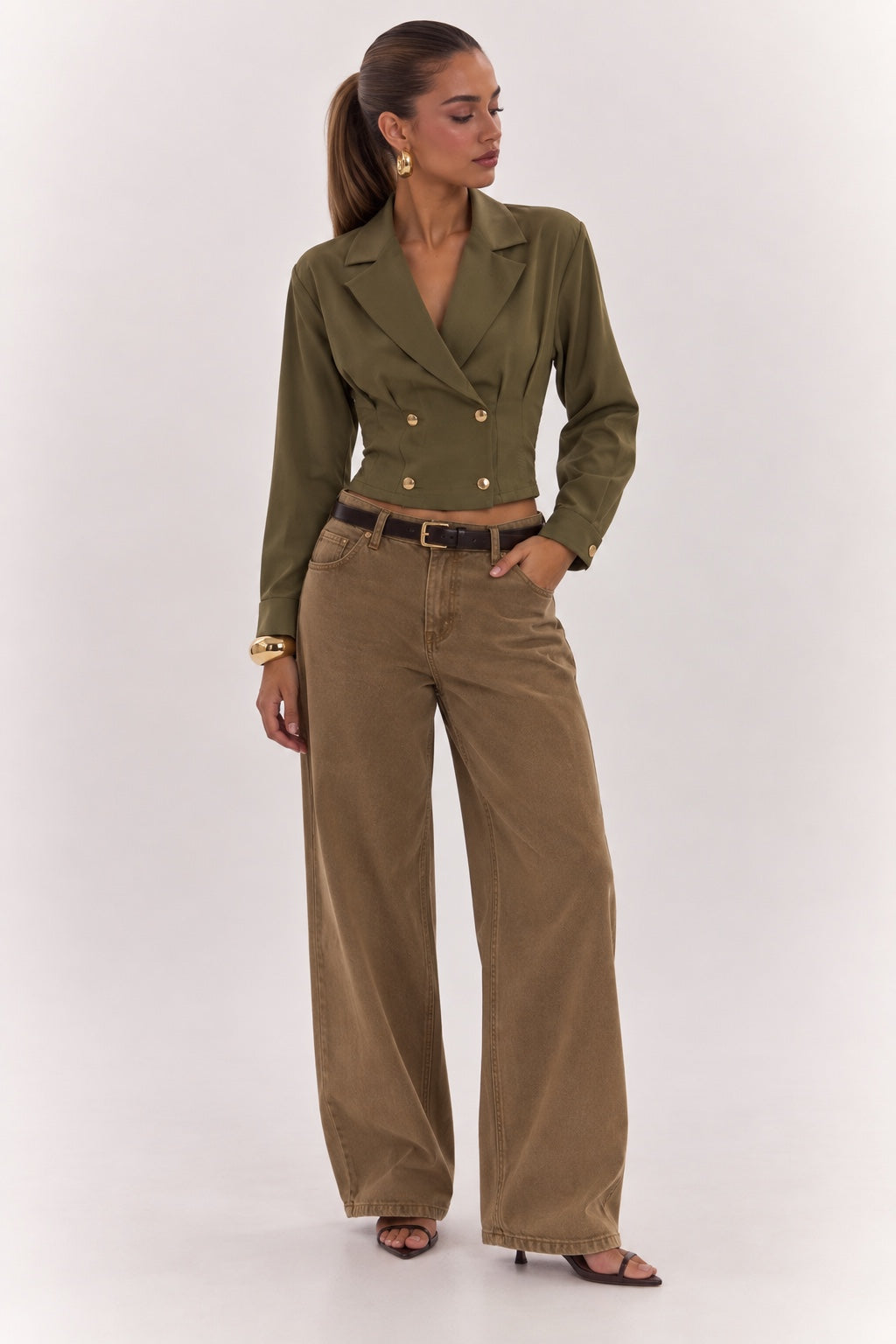 Veste Jade kaki, vue de face