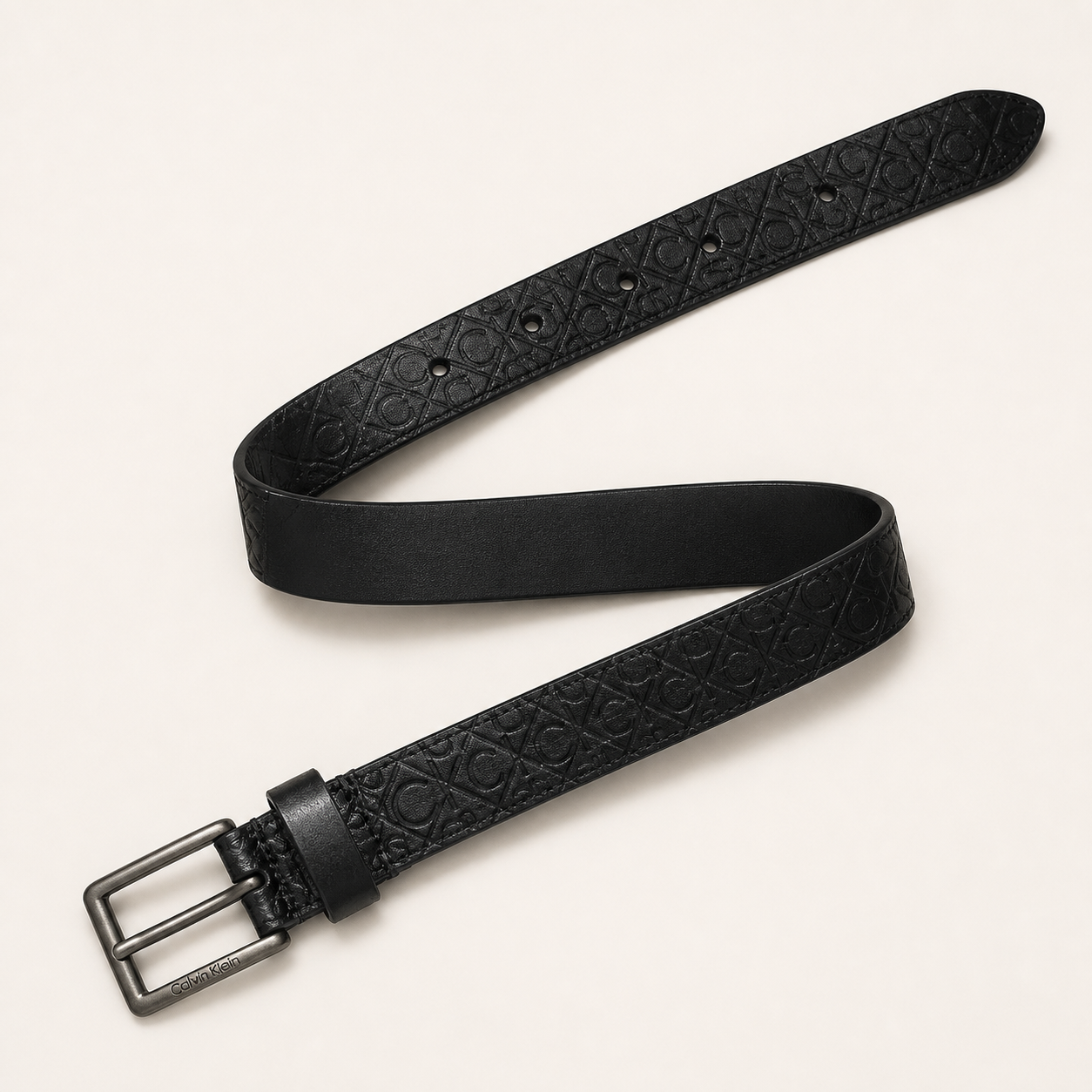 Ceinture MONOGRAM Calvin Klein noire ouverte – vue complète