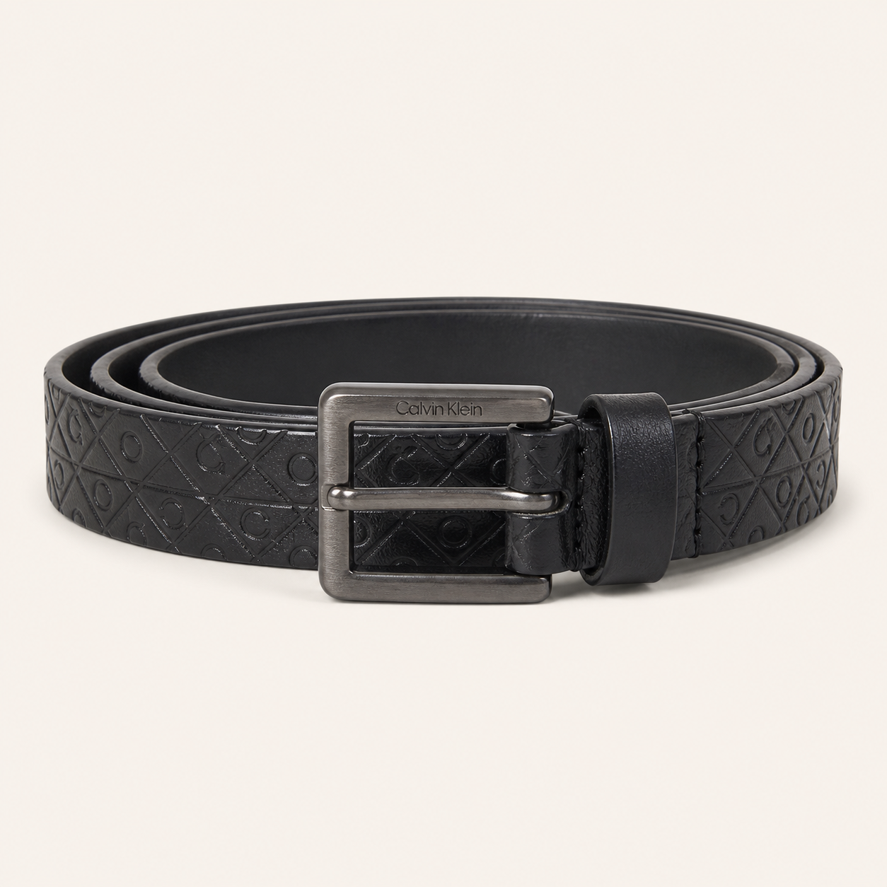 Ceinture MONOGRAM Calvin Klein noire enroulée – vue principale