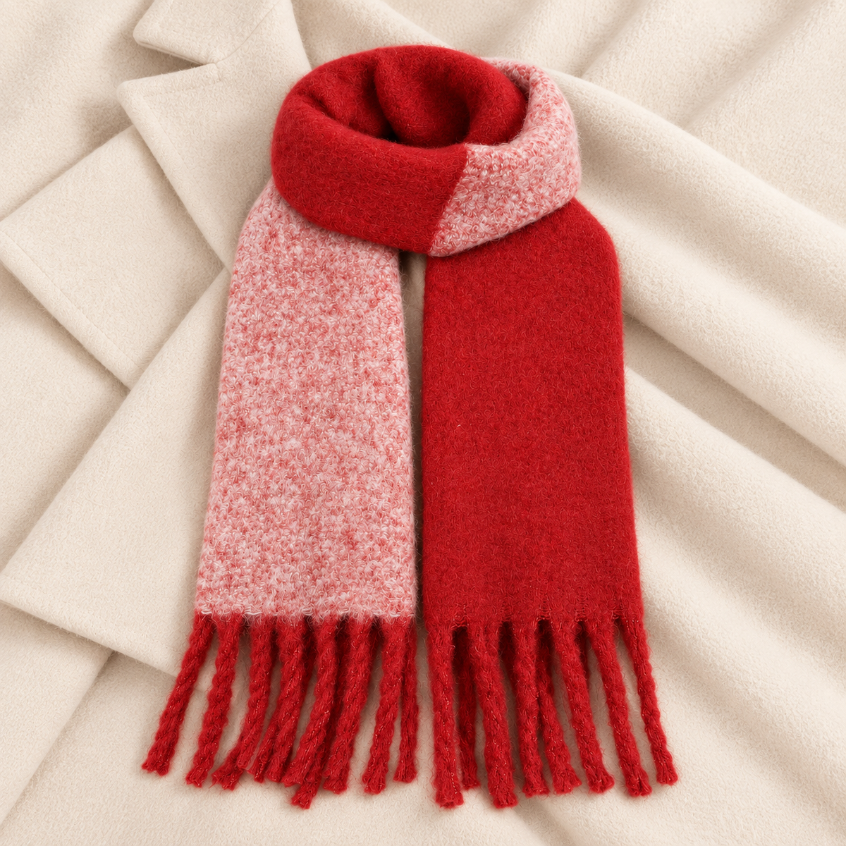 Écharpe NAMI rouge et rose – présentation à plat