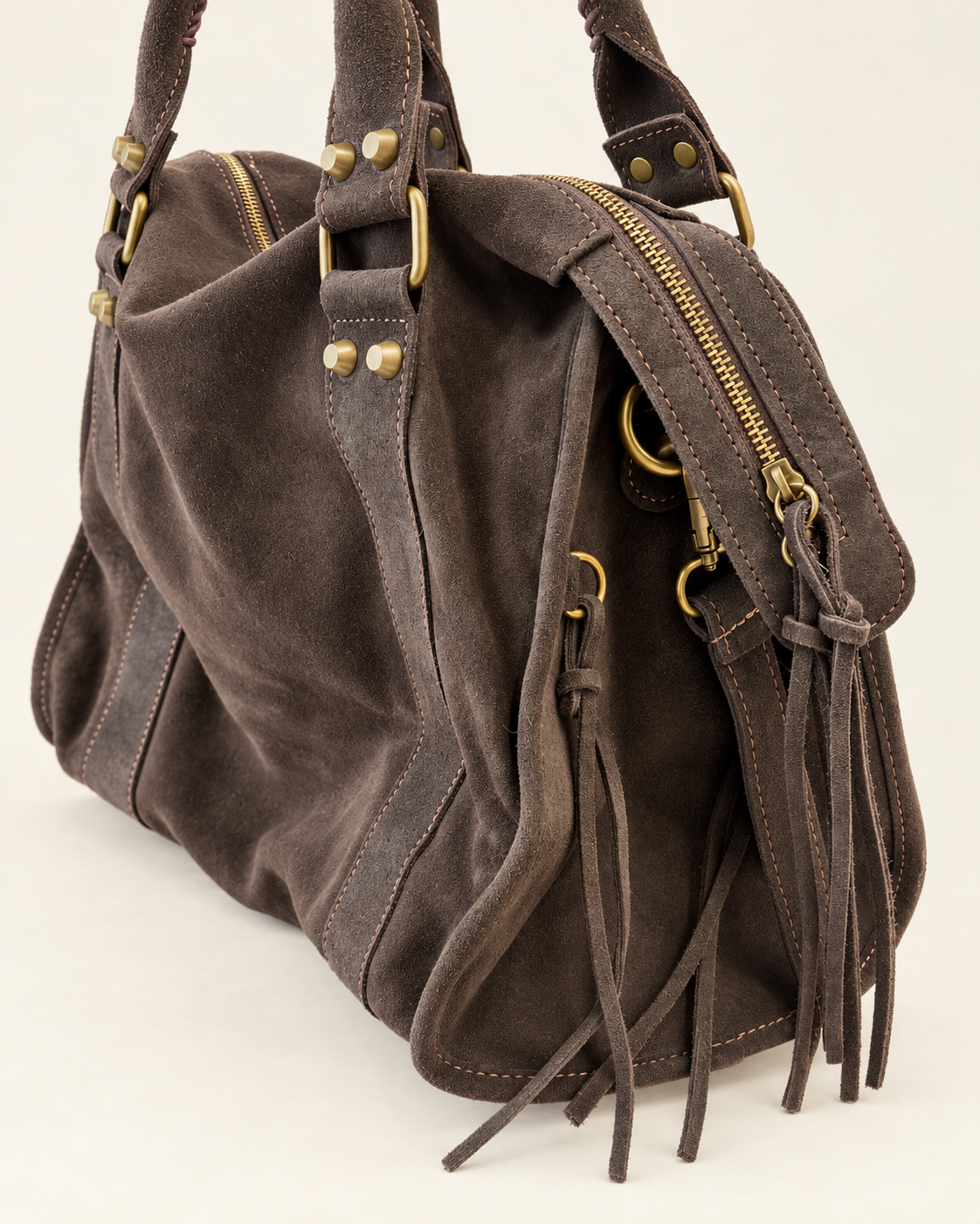 Sac Soléane choco en cuir de vachette, 3836 Grand Modèle, vue de trois-quarts arrière