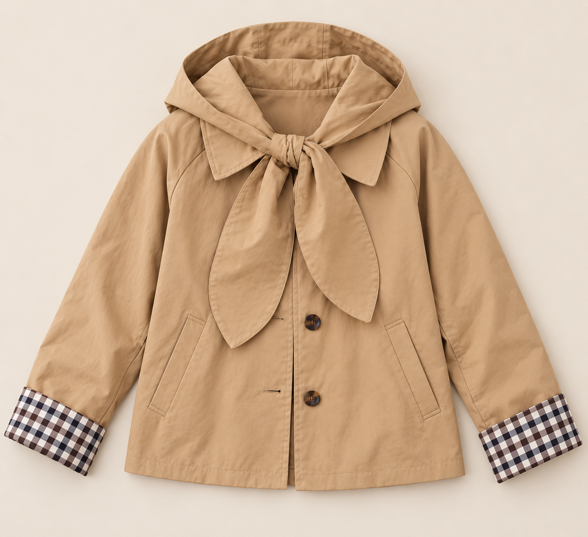 Veste Livia beige à plat, vue de face