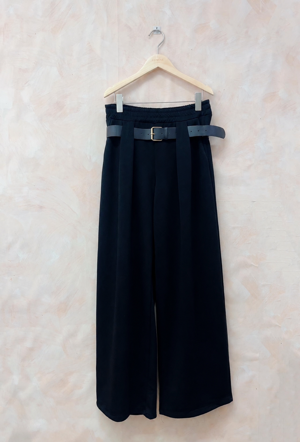 Pantalon SALOME large ceinturé noir