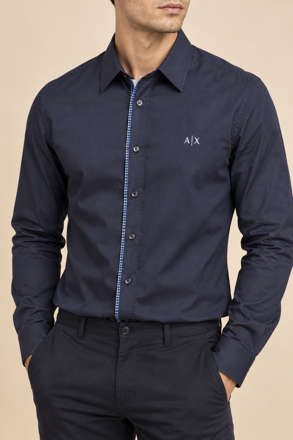Chemise homme Armani Exchange bleu marine – vue de face