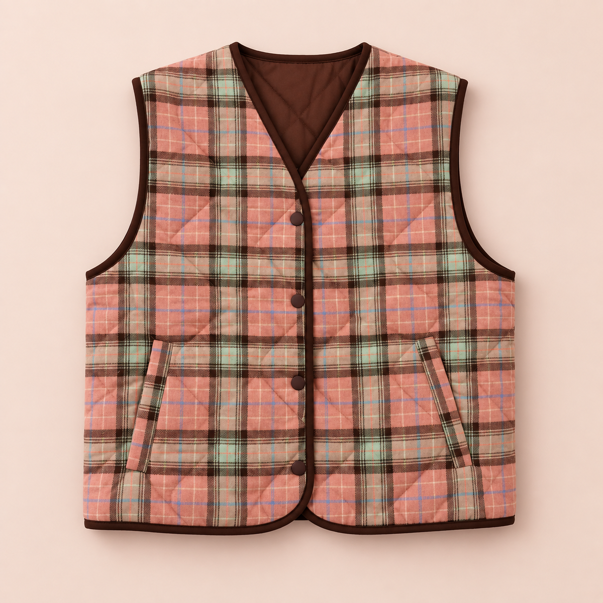 Gilet April rose à plat
