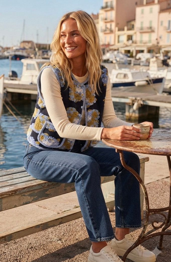 Gilet sans manches fleuri Manon