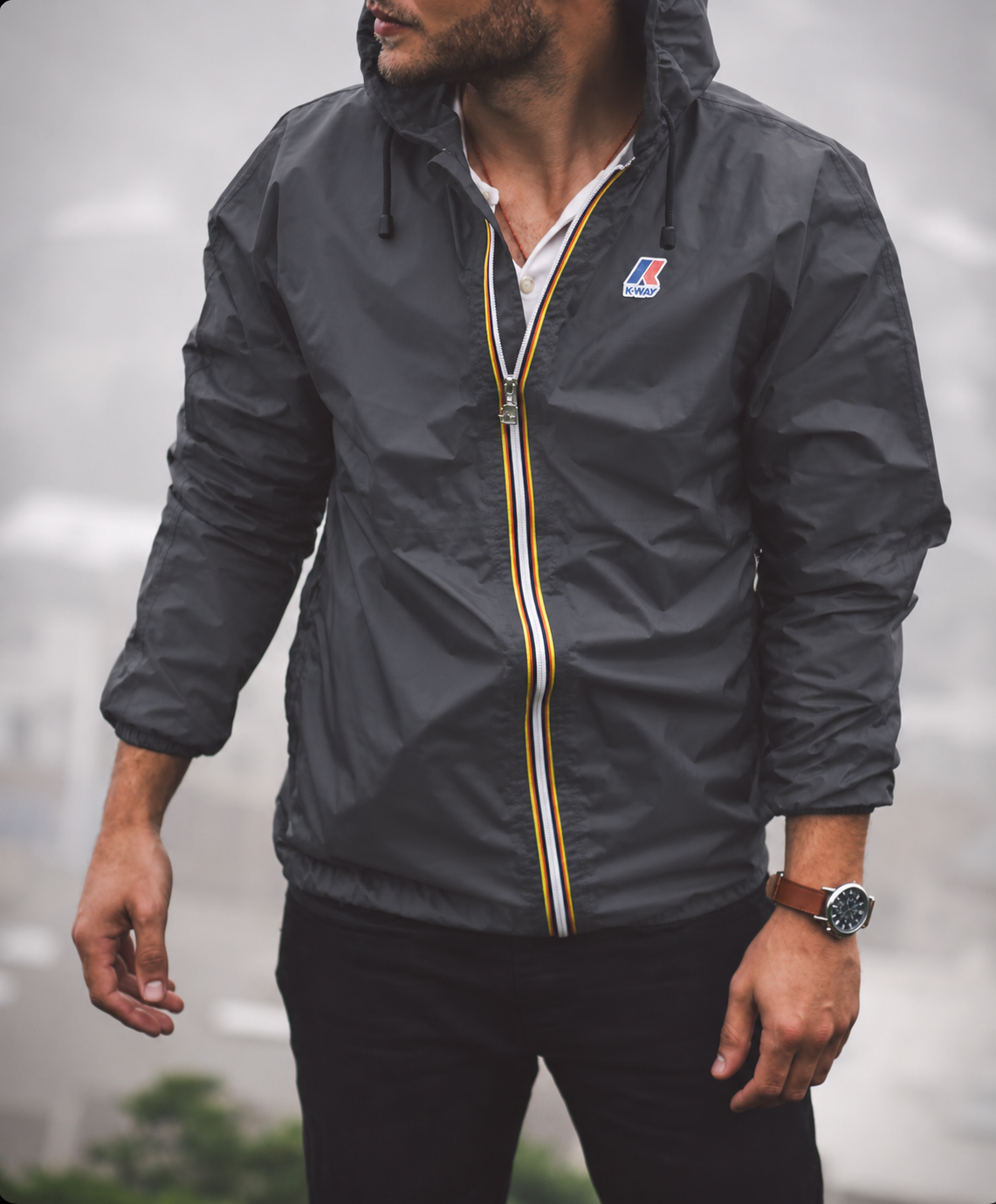 Veste K-Way Le Vrai 4.0 Claude Warm gris foncé – vue de face
