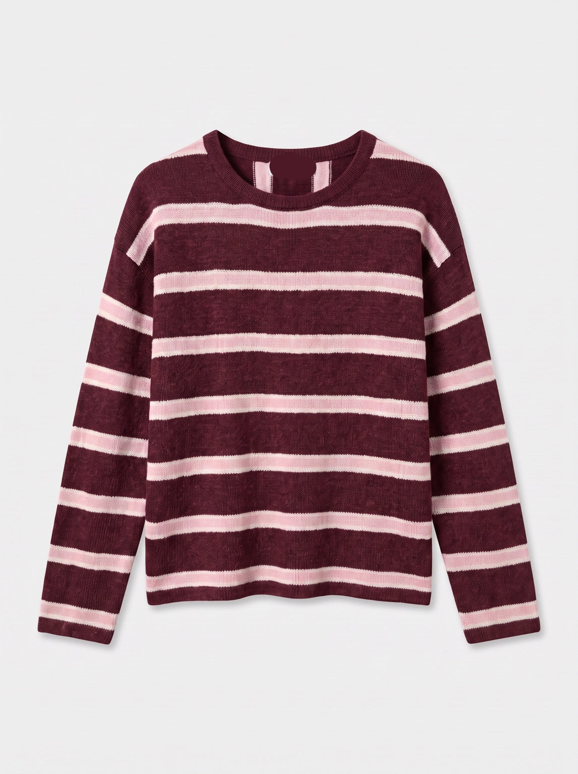 Pull ML21 bordeaux et rose, vue de face
