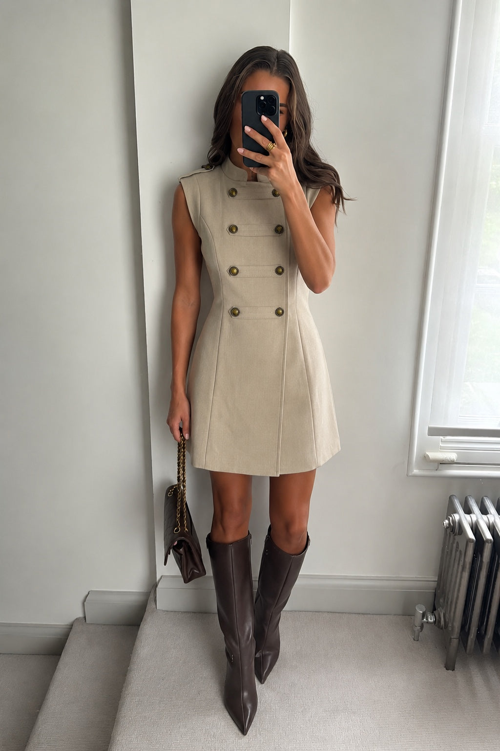 Robe à boutons officier beige réf. 3458