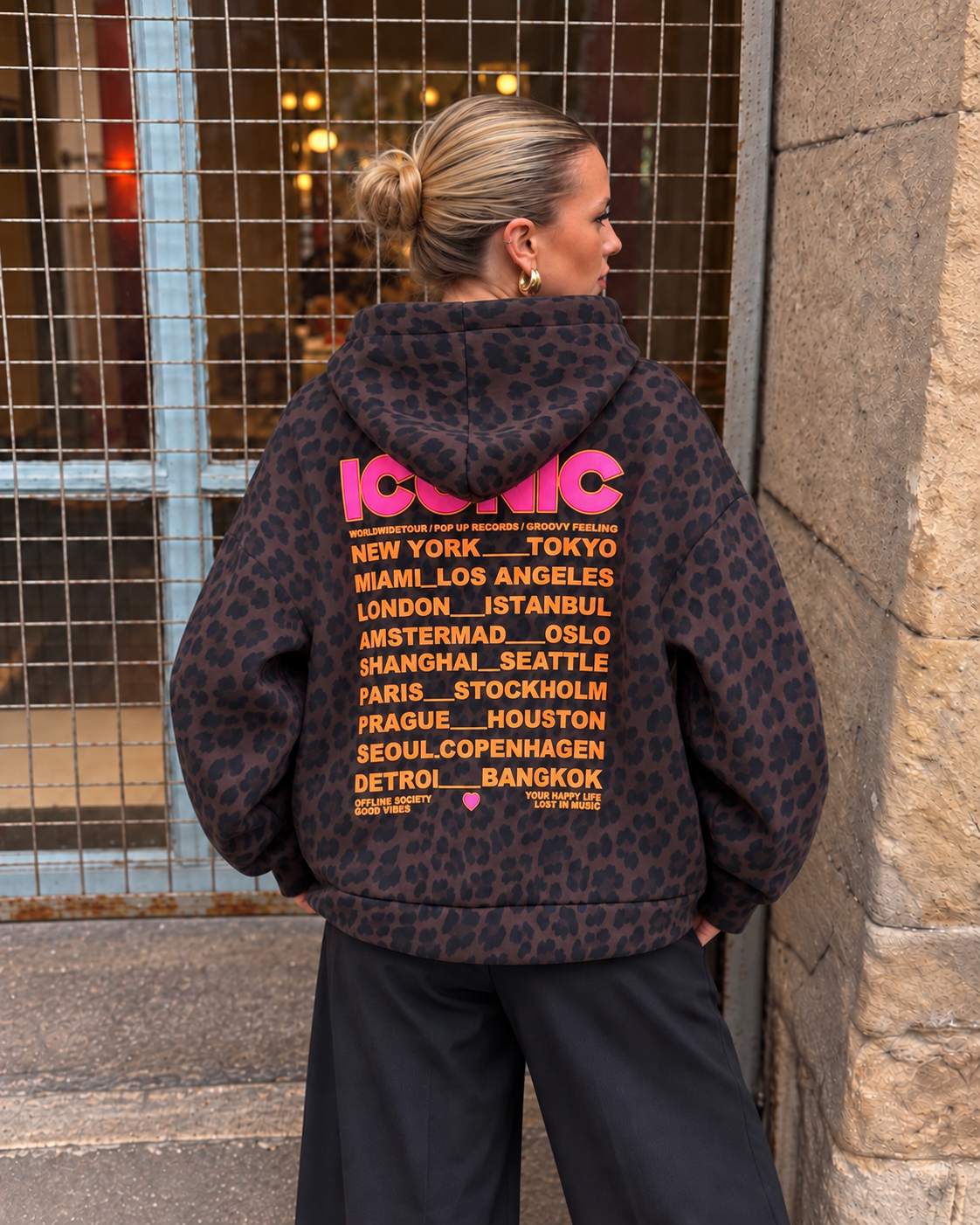 Sweat à capuche ICONIC léopard chocolat – vue dos