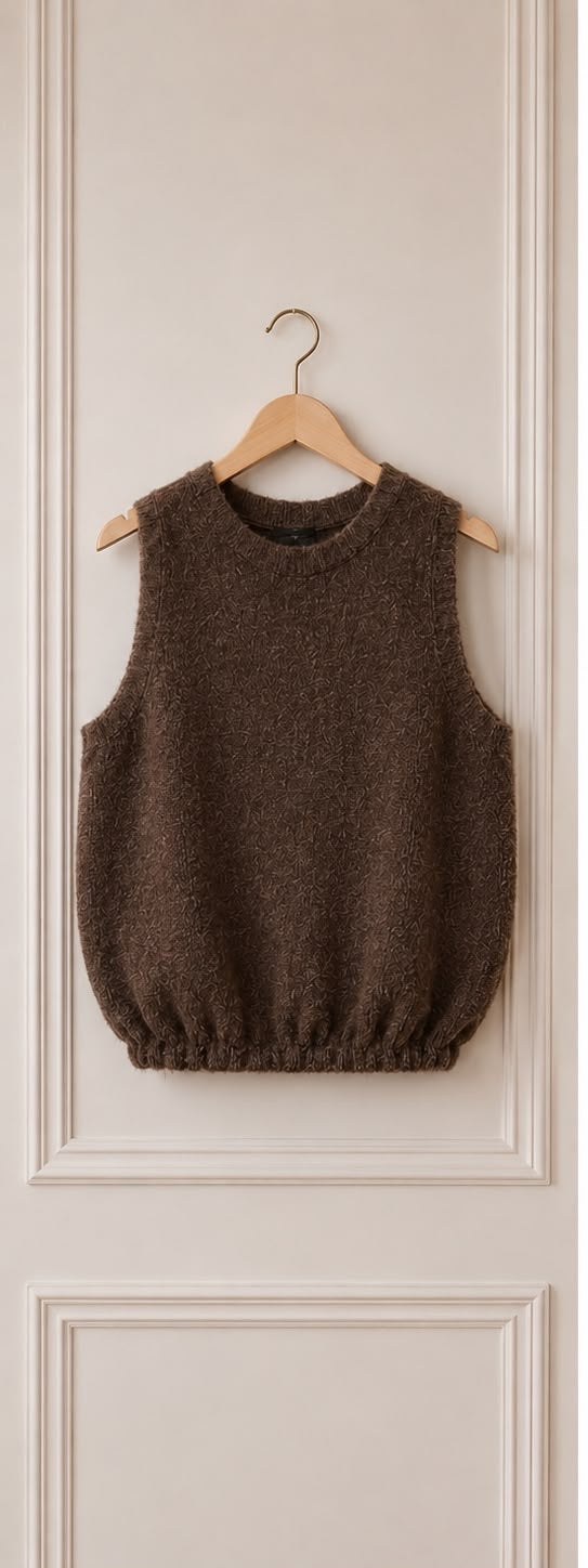 Top AMAYA en maille taupe vue de face