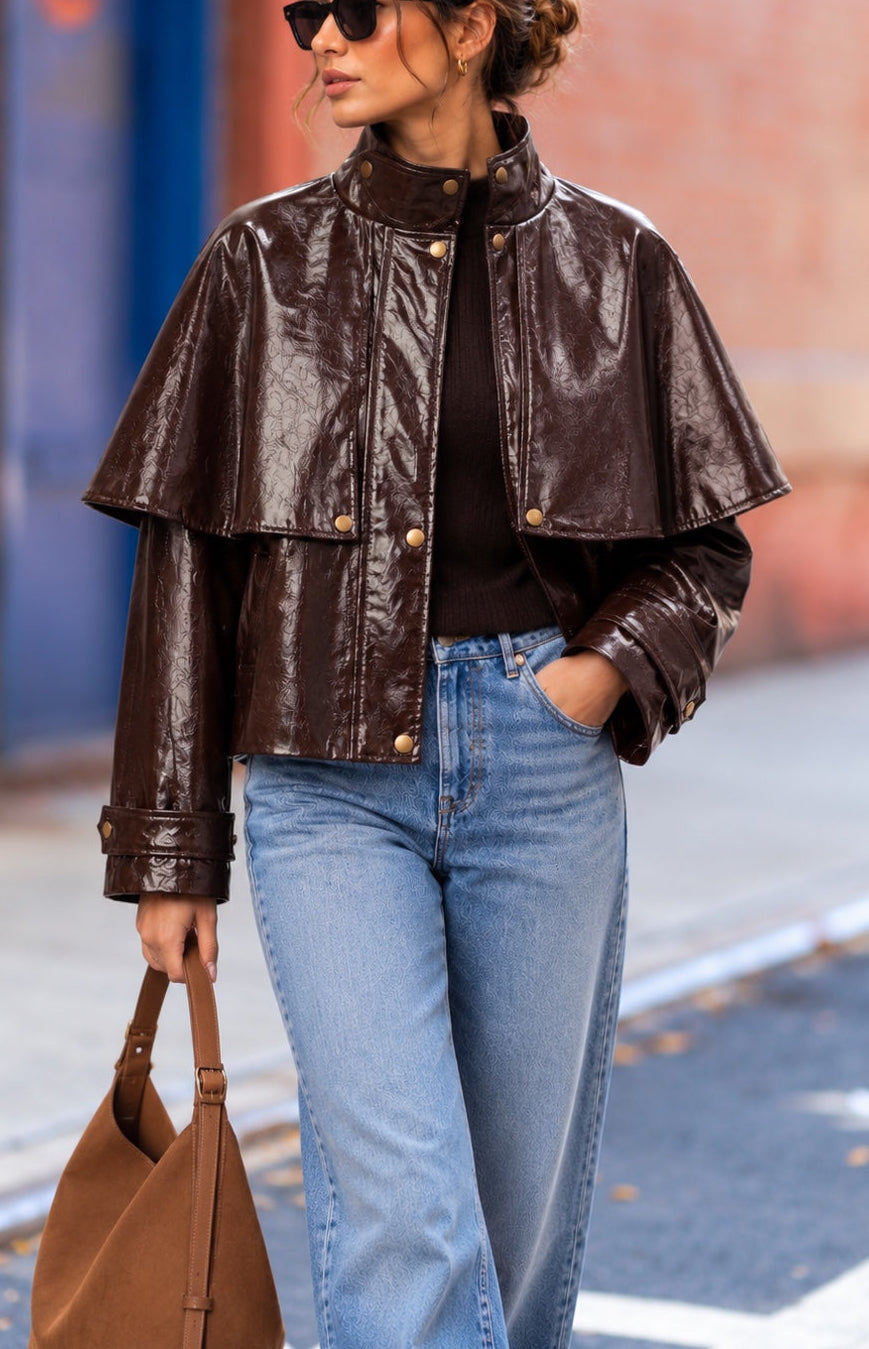 Veste CAPELLA chocolat portée vue de face